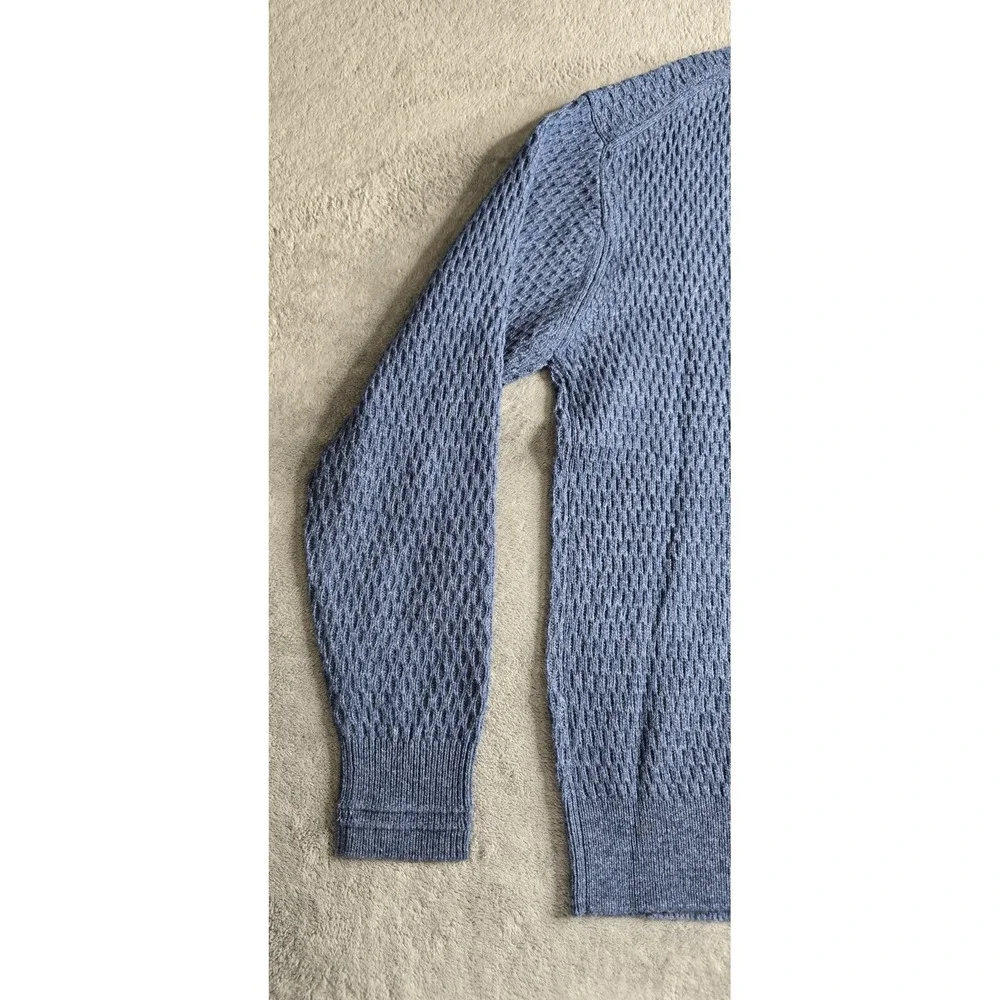 Line of Trade Sweater Mens Large Blue Wool Blend Cable Knit Long Sleeve Pullover